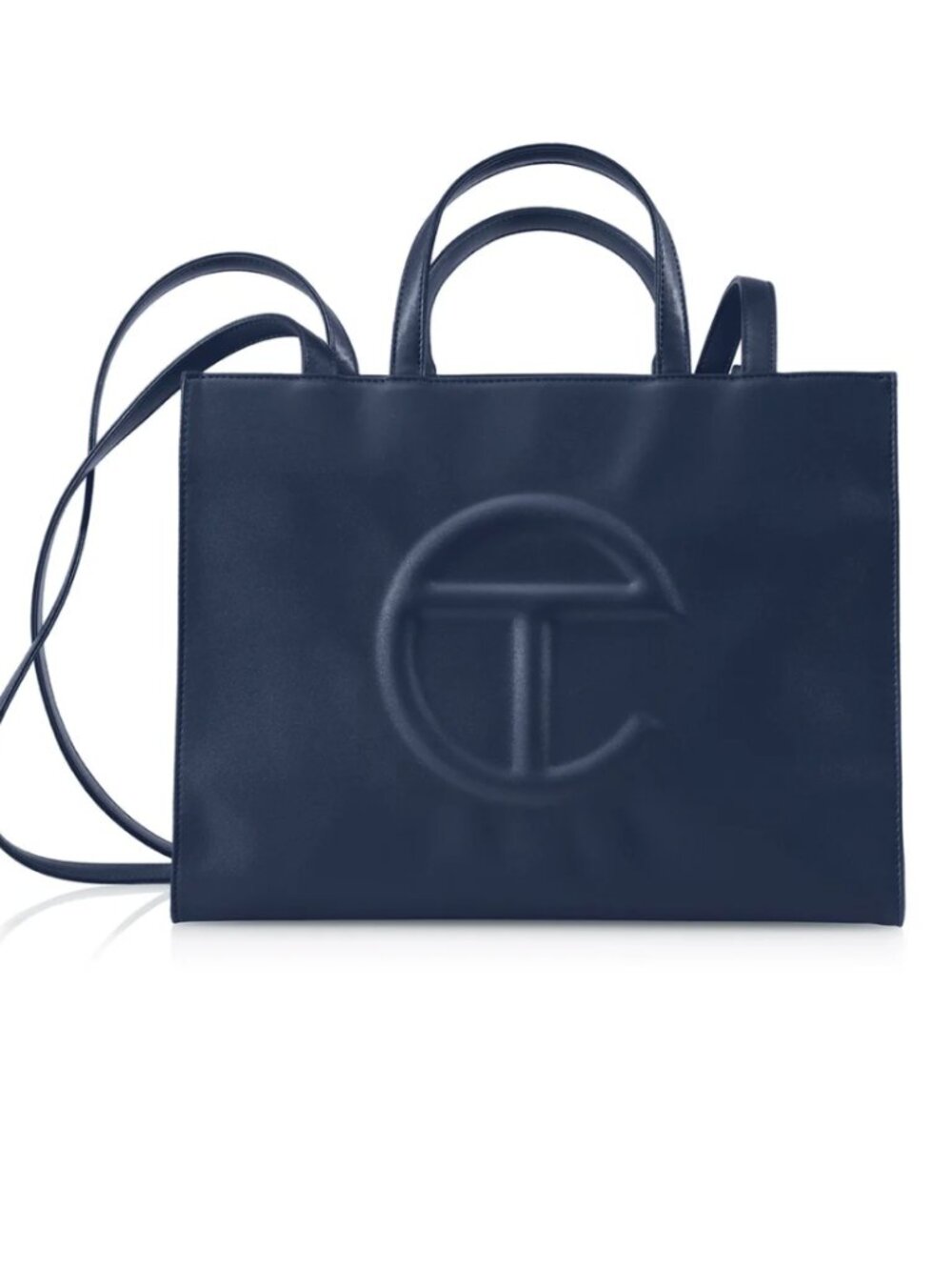 Telfar Medium Navy Shopping Bag Vegan Leather Tote Shoulder Bag